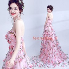 Women 3D Petal Tailed Dress Evening Formal Party Ball Gown Prom Bridesmaid Dress
