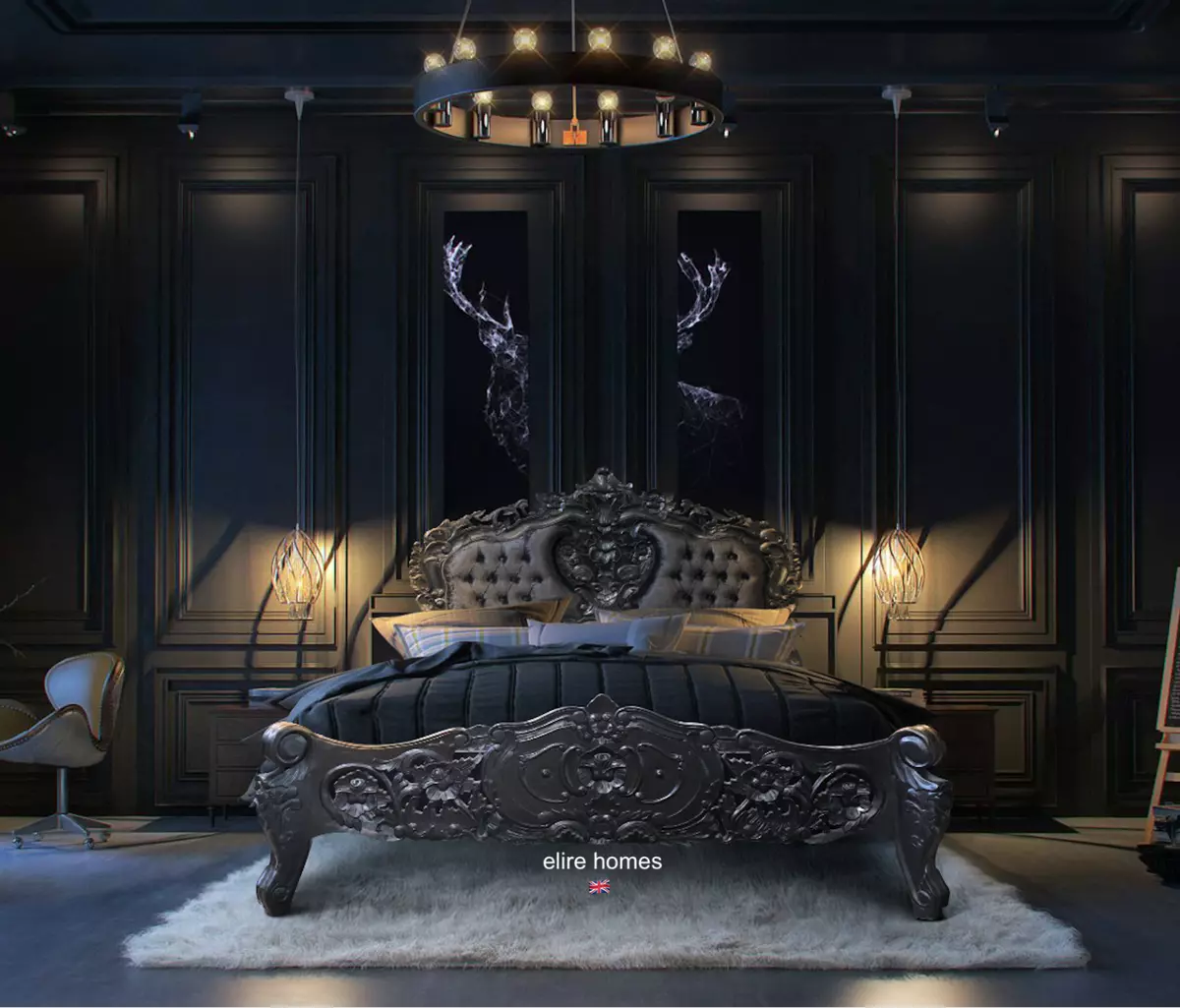 Gothic Style Bed With Upholstery