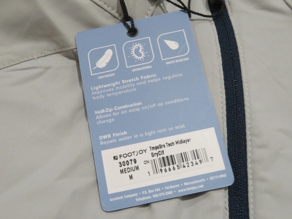 FootJoy Golf 1/4 Zip Pullover Tempo Series Mens Medium Gray Nylon Spandex Jacket - Image 4 of 4