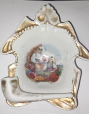 Vintage Ceramic Dish Made in Germany Ladies Pipe Ashtray Hand Painted