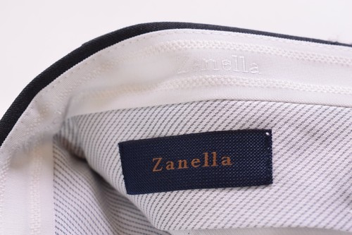 Pantalone abito Zanella nuovo con etichetta piatto davanti taglia 34 in lana elasticizzato grigio antracite Todd - Foto 6 di 9