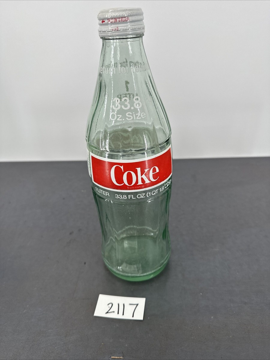 Vintage Coca Cola COKE 1 Liter 33.8oz Glass Bottle with Cap EMPTY