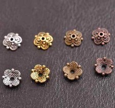 Wholesale 100Pcs Tibetan Silver Flower Bead Caps Floral Spacer Beads 8MM A3113