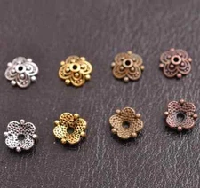 Wholesale 100Pcs Tibetan Silver Flower Bead Caps Floral Spacer Beads 8MM A3113