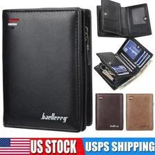 Men RFID Blocking Leather Bifold Wallet Credit Card ID Holder Zip Around Purse