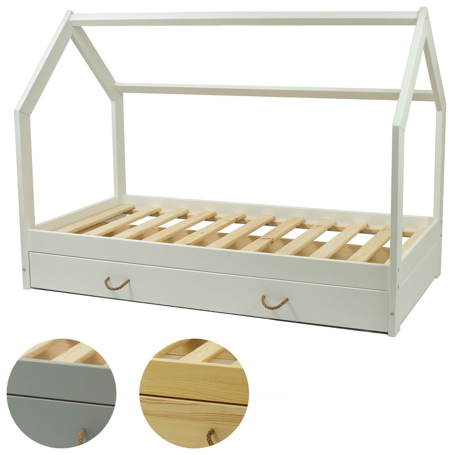 Cama de madera maciza estilo escandinavo, cama de casa, cama moderna, niños, niñas 160 x80