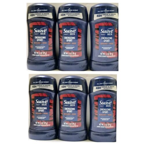 6 Packs Suave Men ENERGIZING SPORT Solid Antiperspirant Deodorant 1.4 9/10/26