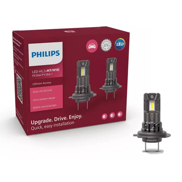 Lampadine Auto Led H7 Philips Ultinon Access 6000K 12v Coppia 2 Pezzi