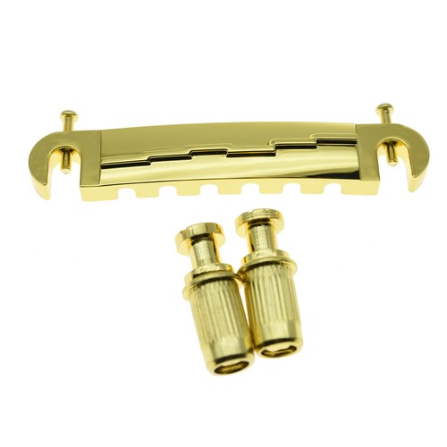 Wrap Around Electric Guitar Bridge Fits LP Junior Chrome/ Black/ Gold - Picture 12 of 16