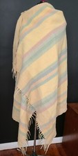 Prayer Shawl Meditation Blanket Wool Shawl Wrap Oversize Scarf VTG Fringed