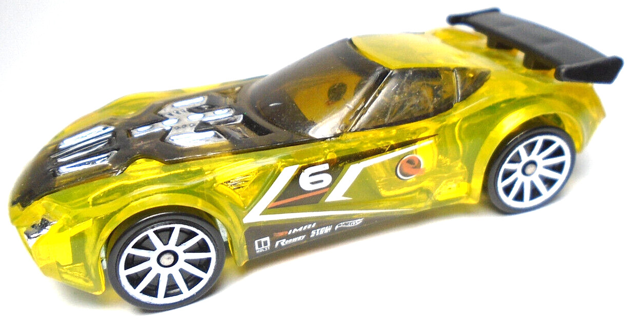 2011 HOT WHEELS NERVE HAMMER #6 SEE THRU YELLOW 1:64 DIECAST 2 7/8" RACE CAR