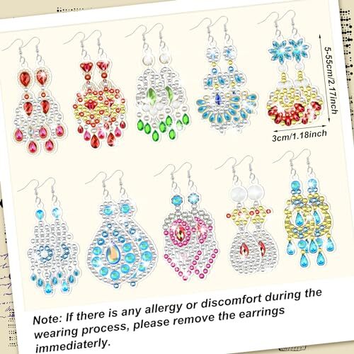 10 Pairs Diamond Art Earring Kit Diamond Painting Jewelry DIY Diamond Mandala