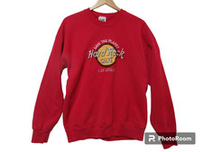 Sz XL LEE Vintage 90s Hard Rock Cafe Las Vegas Crewneck Sweatshirt Red USA Made