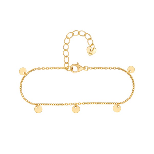 Cai Armband 925 Silber Vergoldet AnhäNger PläTtchen Kreise Damen Neu Cai Armband-image