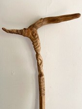 Tall Carved Folk Art Hiking / Walking Stick 1980s