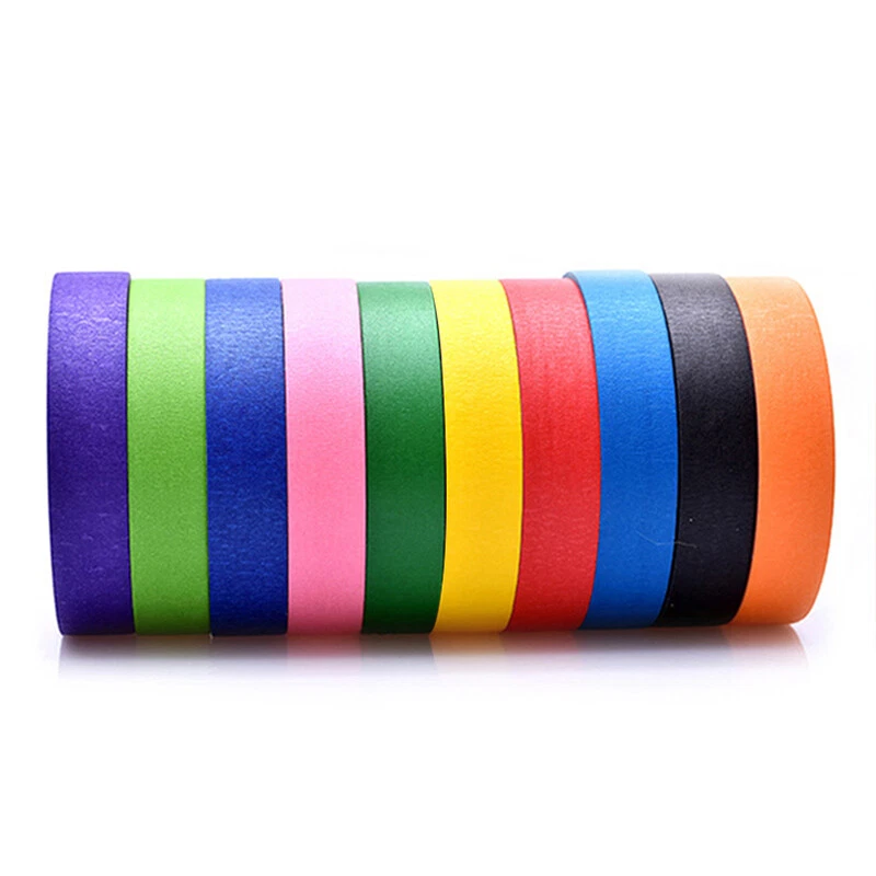 10 Pcs 20m 0.75cm Colored Masking Tape Rainbow Color Easy Tear Home Decoration
