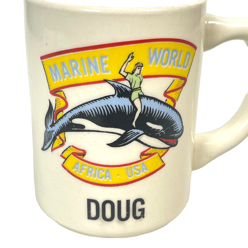 Marine World Africa USA Vintage Coffee Mug Cup DOUG Personalized Killer Whale - Picture 2 of 8