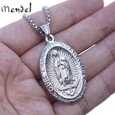 MENDEL Catholic Virgin Mary Our Lady Of Guadalupe Medal Pendant Necklace Chain