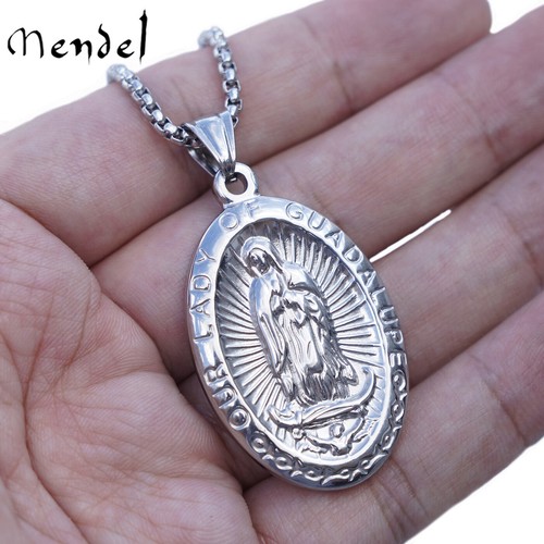 MENDEL Catholic Virgin Mary Our Lady Of Guadalupe Medal Pendant Necklace Chain
