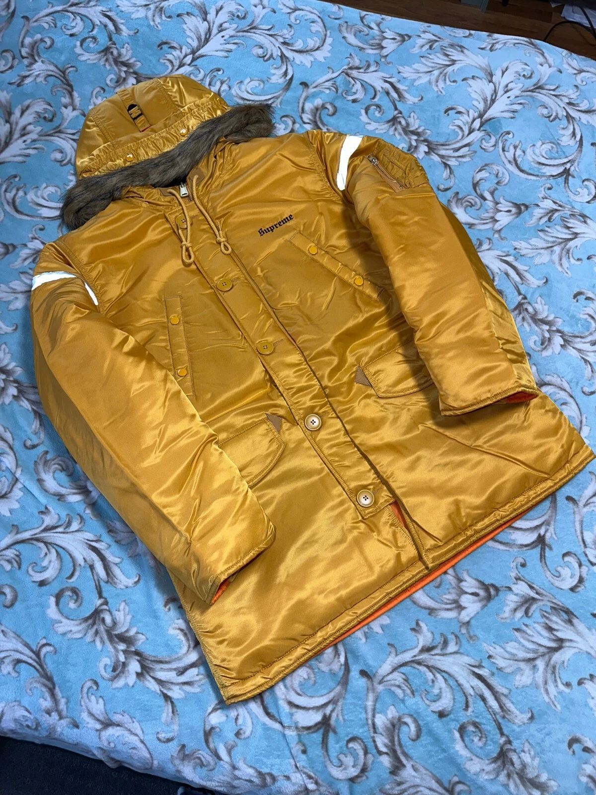 PARKA SUPREME REFLECTIVE CROSS N 3B (XL) (GIALLO) FW17 NUPTSE PUFFY JACKET COAT