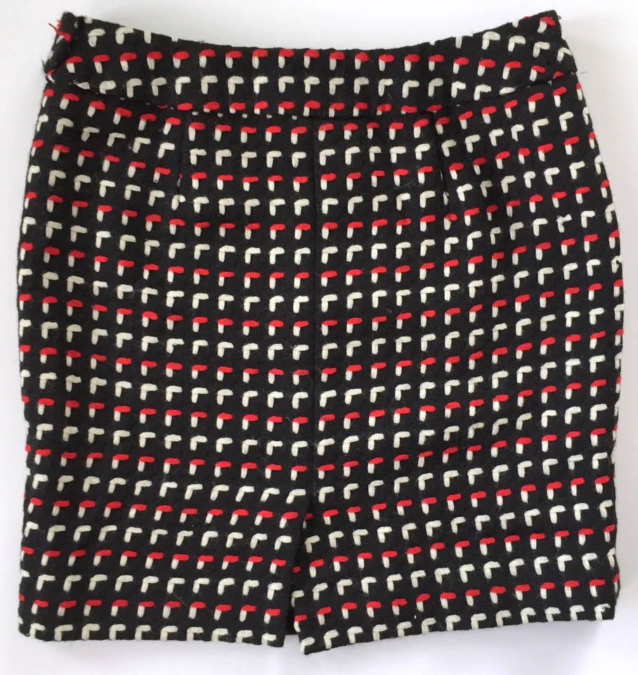 Falda ANN TAYLOR LOFT Mujer Negra Roja Patrón Geométrico 100% Lana 10P Pequeña Foto 4 de 4