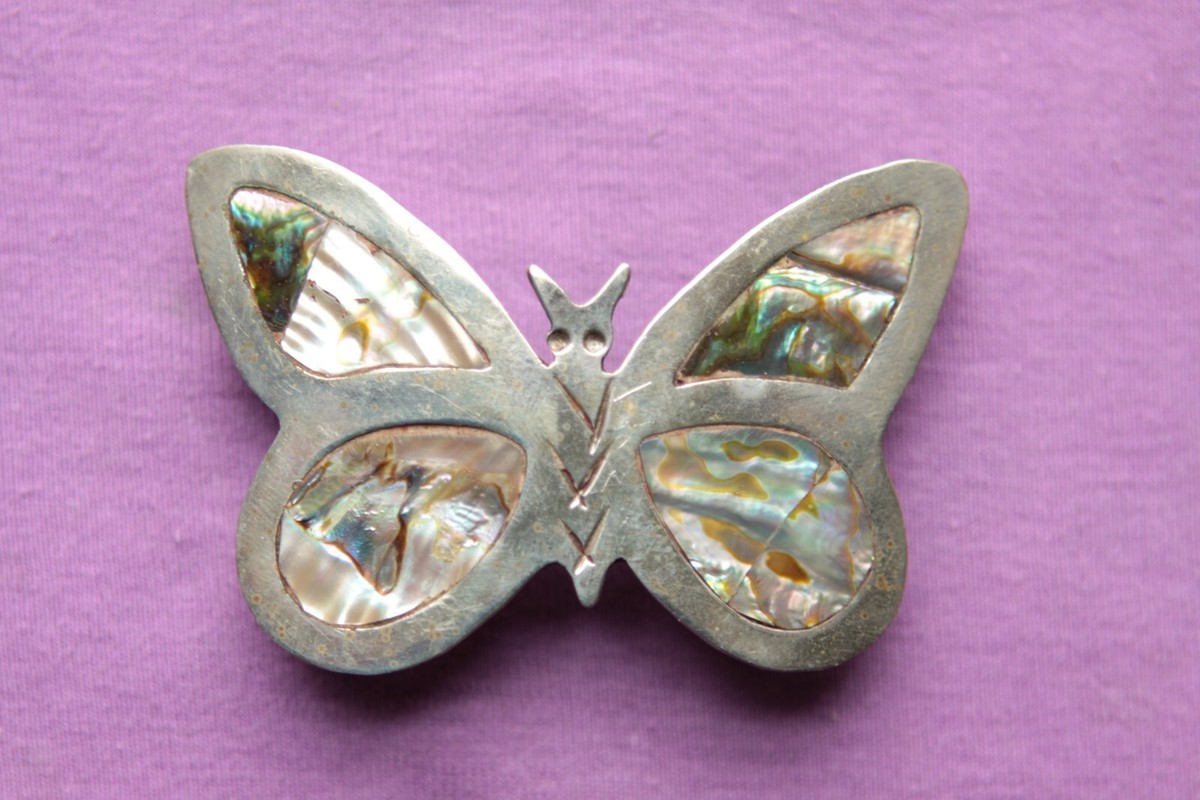 Vintage Hand Made Abalone Inlay Butterfly Belt Buckle | eBay