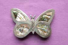 Vintage Hand Made Abalone Inlay Butterfly Belt Buckle