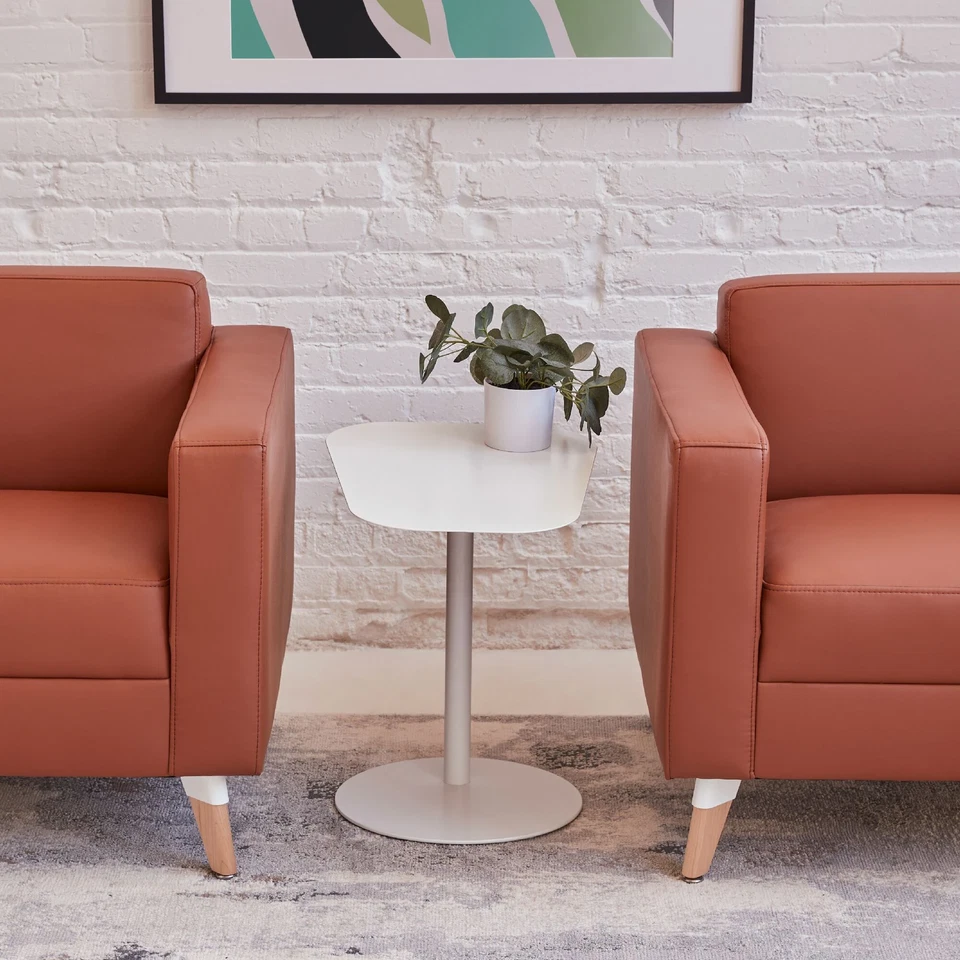 Mesa auxiliar cromada en forma de C, mesa pequeña de acero, mesa C Foto 3 de 4