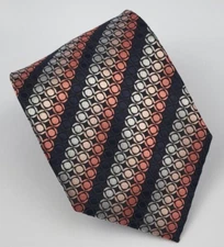 Bergamo New York Polyester Tie Blue Orange Gray Geometric Necktie 57.5 x 3.3/8
