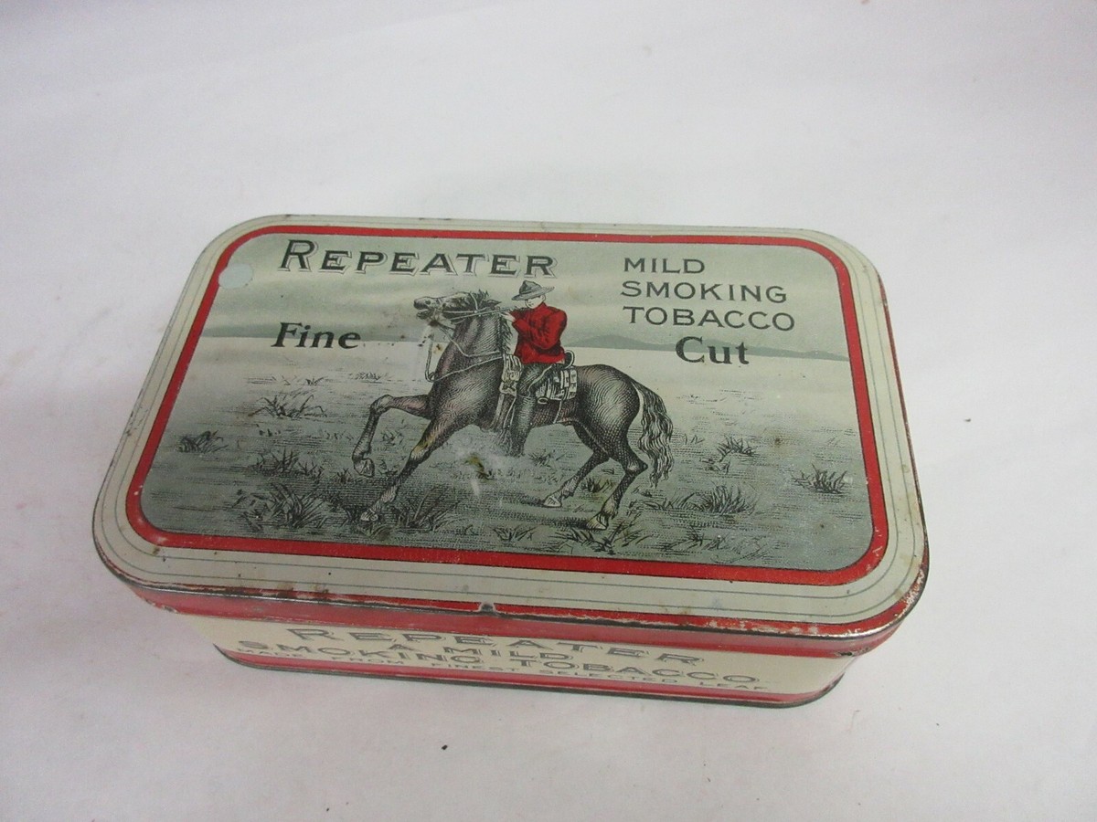 repeater tobacco tin VINTAGE ADVERTISING EMPTY REPEATER FINE CUT TOBACCO TIN COLLECTIBLE M-406