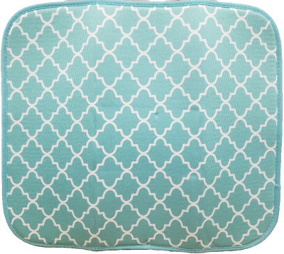 Printed Microfiber Drying Mat (16''x19'') AQUA & WHITE QUATREFOIL DESIGN,Core Home