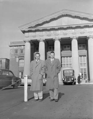 Richard Herrick is wheeled out by identical twin brother Rona- 1955 Old Photo