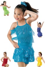 NEW Weissman "Shake it" Dance Costume Skate Dress 5339 Child Fringe Leo  Skirt