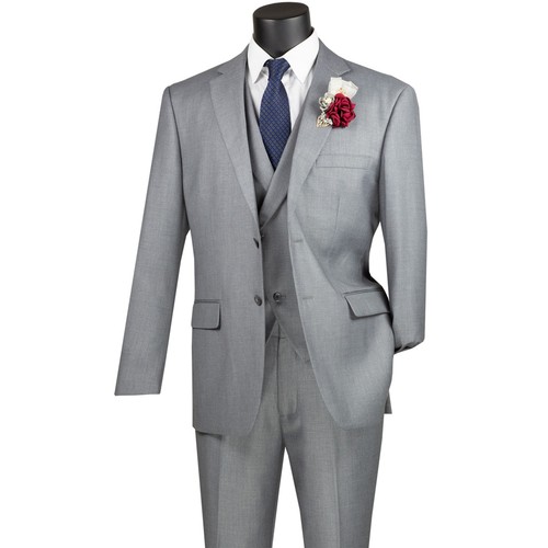 Traje BIG & TALL Para Hombre Gris 3 Piezas Ajuste Moderno con Cintura Ajustable Nuevo con Etiquetas - Imagen 2 de 4