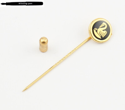 Rare Pelikan Old Style Logo Pin / Brooch in Gold-Black with two chicks
