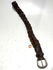 Vintage Levi Strauss Co. Size 35.5in Braided Brown Leather Belt 1849
