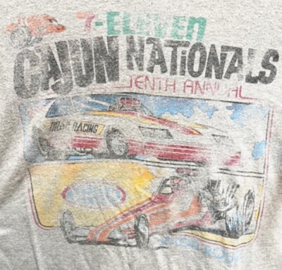 VRHTF RARE ORIGINAL NHRA VINTAGE 10TH ANNUAL CAJUN NATIONALS '' MEDIUM T SHIRT
