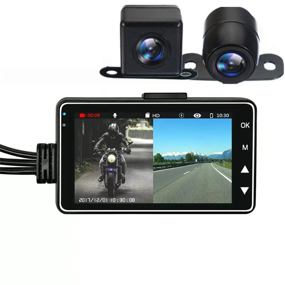 720P HD Motorcycle Bike DVR Front+Rear View Camera Dash Video Recorder G-Sensor Foto 2 de 4