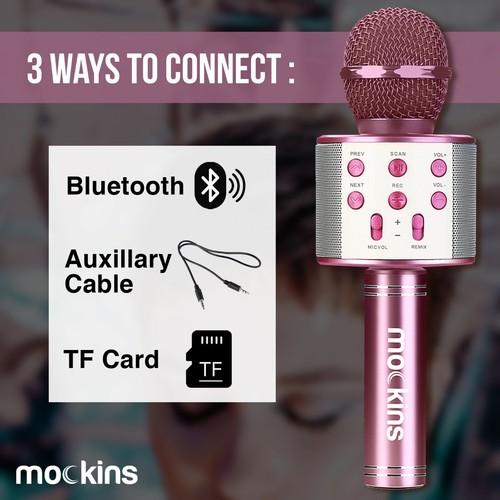 Mockins Portable Wireless Bluetooth KARAOKE MICROPHONE Purple Holiday Gift kids - Picture 8 of 11