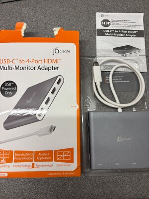 J5create JCA366 USB-C  auf 4-Port HDMI  Multi-Monitor Adapter Splitter Kabel