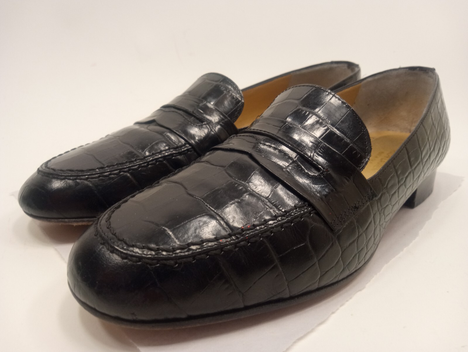 Ralph Lauren Italian Croc-Embossed Penny Loafers Women's Size 10 AA