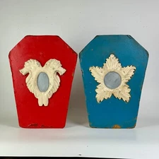 Pair Of Early 20th C Fairground Carnival Carousel Salvaged Ornamental Pieces