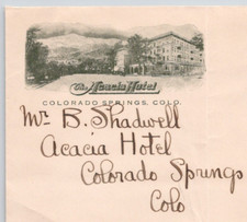 1910s The Acacia Hotel Colorado Springs CO  Advertising Cover