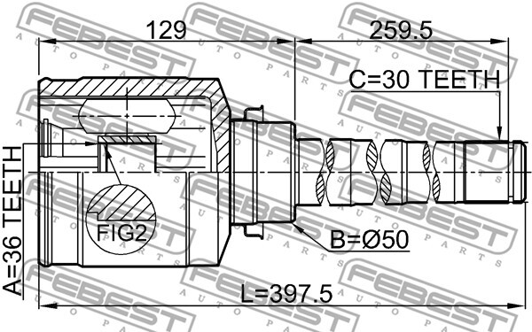 0411-CW6WRH FEBEST Joint Kit, drive shaft for MITSUBISHI