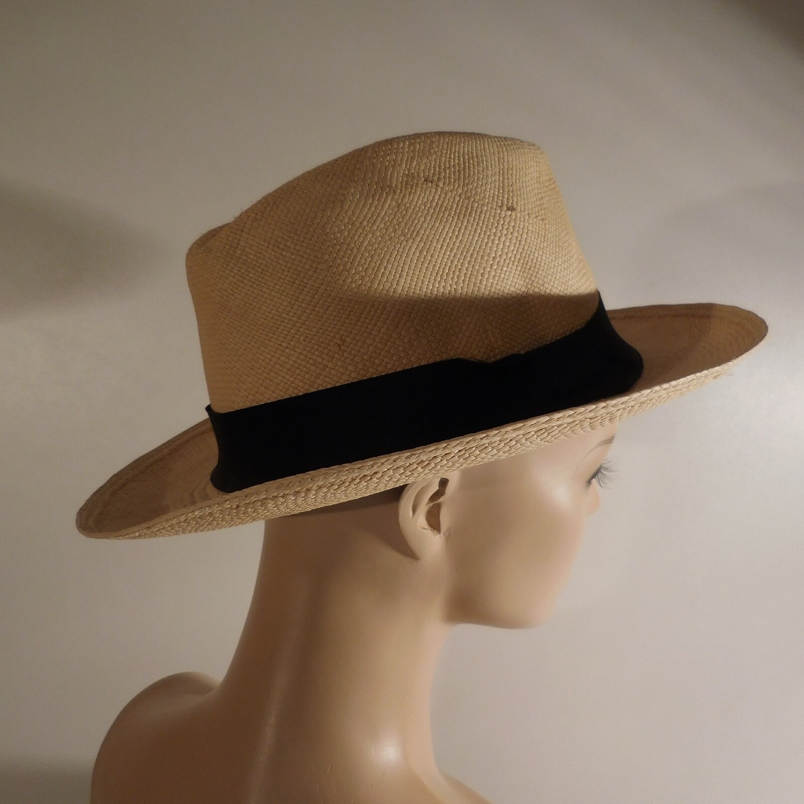 Montecristi Genuine Panama Hat Yellow Handmade For Women Men Art Deco N4671