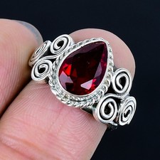 Redefined Mozambique Garnet Gemstone 925 Sterling Silver Ring Size 7