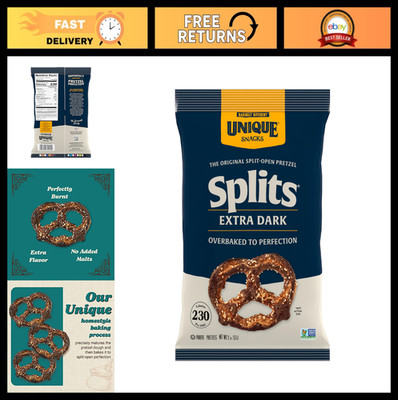 Extra Dark Split Pretzels - Vegan, Non-GMO, Kosher, Homestyle Snack, 12 Pack