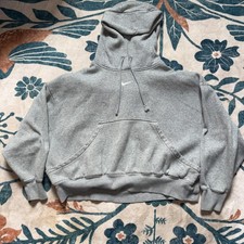 Nike Sweatshirt Womens S Oversized Gray Hoodie Crop Fit Center Swoosh Ladies EUC