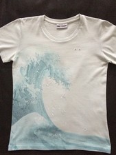 Damen Shirt hellblau kurzarm Baumwolle, Gr.M