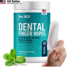 Pet MD Dental Finger Wipes for Dogs - Plaque and 50 Count Pack of 1